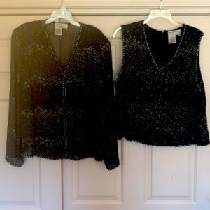 Adrianna Papell  Plus Size beaded jacket and shell